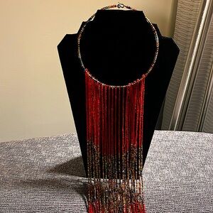 Beaded red choker